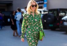 5 στυλιστικά λάθη που κάνεις στο πρώτο ραντεβού πράσινο εμπριμέ φόρεμα street style